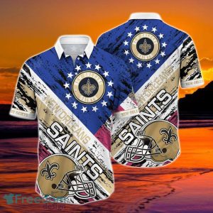 New Orleans Saints NFL Hawaiian Shirt Graphic American Flag 3D Printed Short Shirt Best Gift For Fans