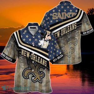 New Orleans Saints NFL Hawaiian Shirt Mickey Graphic American Flag Printed 3D Shirt Best Gift For Fans