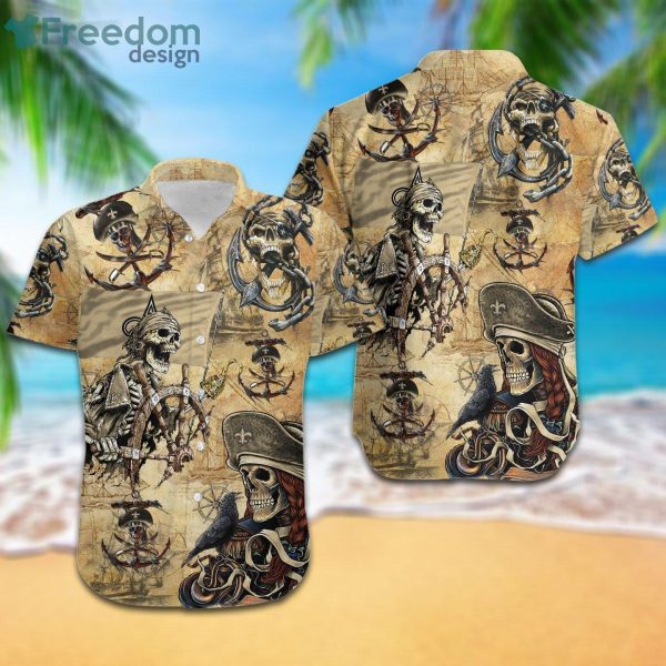 New Orleans Saints Pirates Fans Pirates Skull Hawaiian Shirt